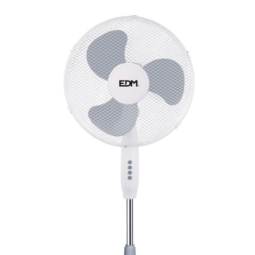 Ventilador De Pie Blanco 45W Aspas Ø40cm Altura Regulable EDM