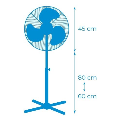 Ventilador De Pie Blanco 45W Aspas Ø40cm Altura Regulable EDM