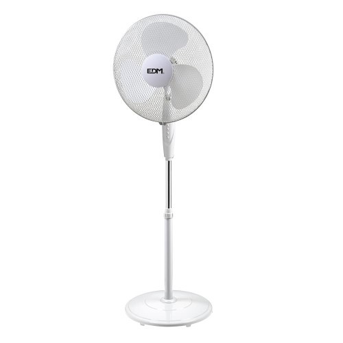 Ventilador De Pie Con Base Circular Blanco 45W Regulable EDM Ventilador De Pie Con Base Circular Blanco 45W Regulable EDM