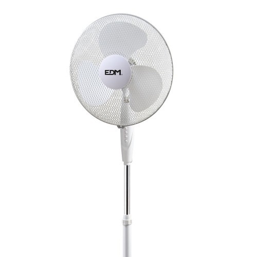 Ventilador De Pie Con Base Circular Blanco 45W Regulable EDM Ventilador De Pie Con Base Circular Blanco 45W Regulable EDM
