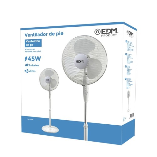 Ventilador De Pie Con Base Circular Blanco 45W Regulable EDM
