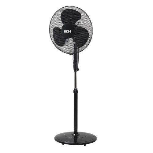 Ventilador De Pie Con Base Circular Negro 45W Altura Regulable EDM