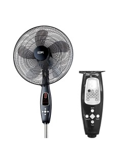 Ventilador De Pie Con Mando A Distancia Negro 60W Regulable EDM 2