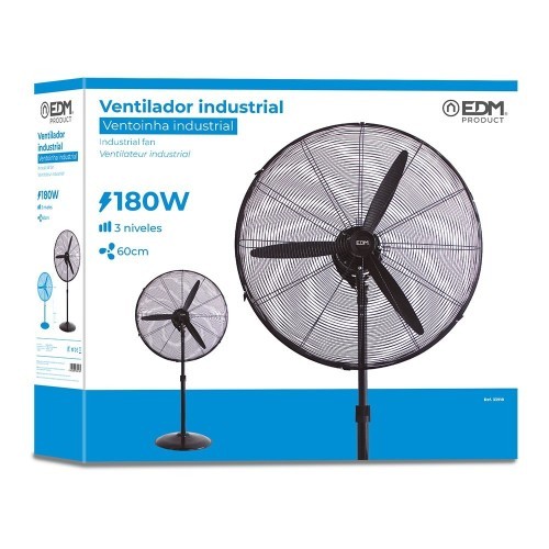 Ventilador De Pie Industrial Oscilante 180W Regulable 117-156cm EDM