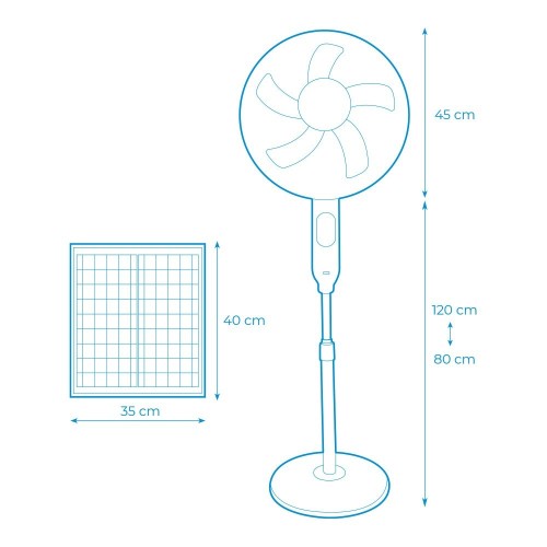 Ventilador De Pie Solar Blanco 25W EDM Aspas Ø40cm