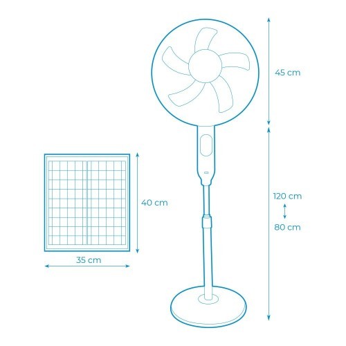 Ventilador De Pie Solar Blanco 25W EDM Aspas Ø40cm Ventilador De Pie Solar Blanco 25W EDM Aspas Ø40cm