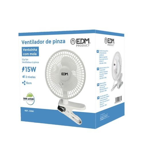Ventilador De Pinza Blanco 15W Ø21cm EDM
