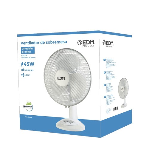 Ventilador De Sobremesa Blanco 45W Aspas Ø40x61cm EDM