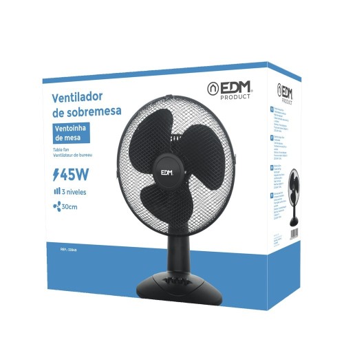 Ventilador De Sobremesa Negro 45W Aspas Ø30x51cm EDM