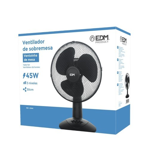 Ventilador De Sobremesa Negro 45W Aspas Ø30x51cm EDM