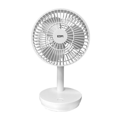 Ventilador De Sobremesa Recargable Blanco 5W Aspas Ø14,5cm EDM Ventilador De Sobremesa Recargable Blanco 5W Aspas Ø14,5cm EDM