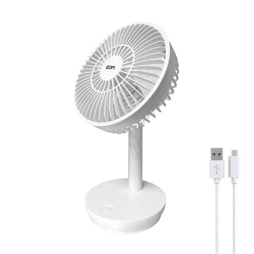 Ventilador De Sobremesa Recargable Blanco 5W Aspas Ø14,5cm EDM