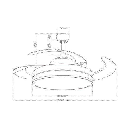 Ventilador De Techo Aspas Retráctiles Motor DC Plata EDM