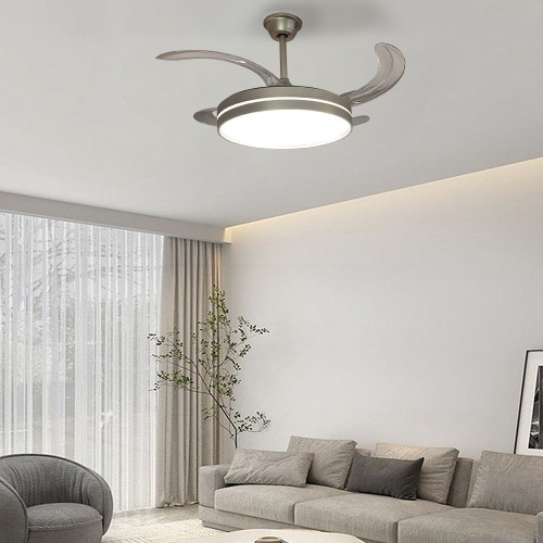 Ventilador De Techo Aspas Retráctiles Motor DC Plata EDM