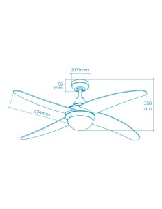 Ventilador De Techo Blanco Caspio 60W Ø132cm Con Mando A Distancia EDM 2
