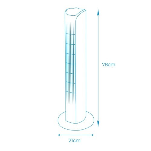 Ventilador De Torre 45W Blanco con Cabezal Ajustable EDM Ventilador De Torre 45W Blanco con Cabezal Ajustable EDM