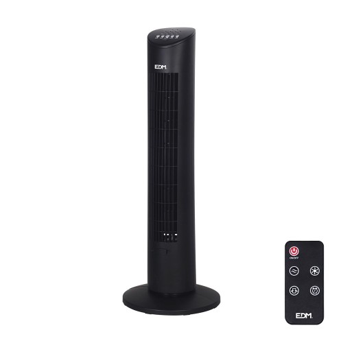 Ventilador De Torre Negro 60W Con Mando A Distancia Negro EDM