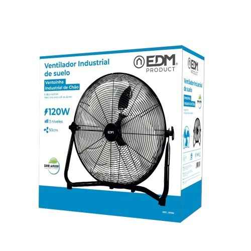 Ventilador De Suelo Industrial Negro 120W Aspas Ø50x58cm EDM Ventilador De Suelo Industrial Negro 120W Aspas Ø50x58cm EDM