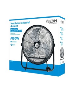 Ventilador Industrial De Suelo Con Ruedas Negro  180W Aspas EDM 2