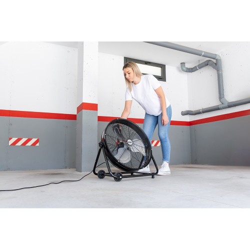 Ventilador Industrial De Suelo Con Ruedas Negro  180W Aspas EDM