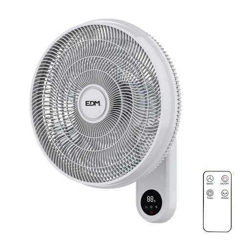 Ventilador de Pared 55W 40cm 3 Velocidades Con Mando EDM Ventilador de Pared 55W 40cm 3 Velocidades Con Mando EDM