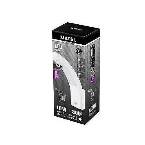 Aplique LED sensor IP54 blanco 10W.(Fría, Neutra) - 2 Aplique LED sensor IP54 blanco 10W.(Fría, Neutra) - 2