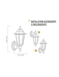 APLIQUE EXTERIOR NEGRO E-27 REVERSIBLE - 1 2