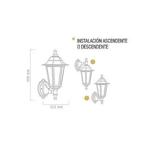 Aplique exterior negro E-27 reversible - 3 Aplique exterior negro E-27 reversible - 3