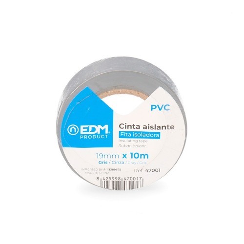 Cinta Adhesiva Aislante Gris EDM 10 Metros x 19mm Cinta Adhesiva Aislante Gris EDM 10 Metros x 19mm