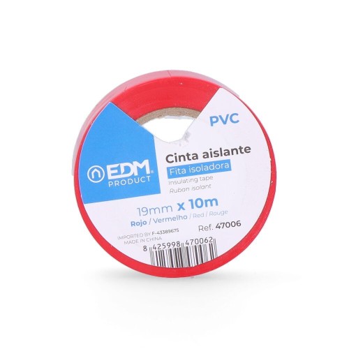 Cinta Adhesiva Aislante Roja 10m x 19mm EDM