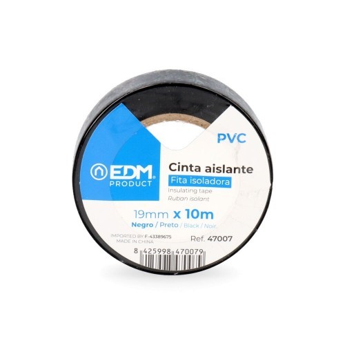 Cinta Aislante Negra 10 Metros x 19mm EDM