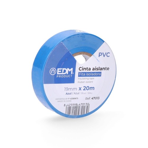 Cinta Aislante 20m x 19mm Azul Calidad Supra EDM