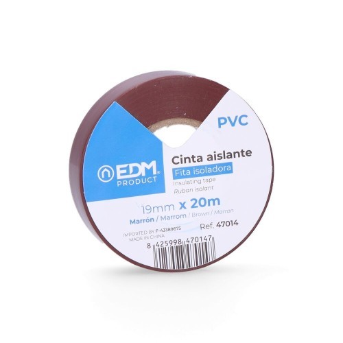 Cinta Adhesiva Aislante Marrón 20 Metros x 19mm EDM Cinta Adhesiva Aislante Marrón 20 Metros x 19mm EDM