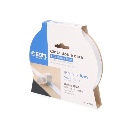 Cinta Doble Cara Goma Eva Extra Fuerte 10m X 18mm Blanco EDM