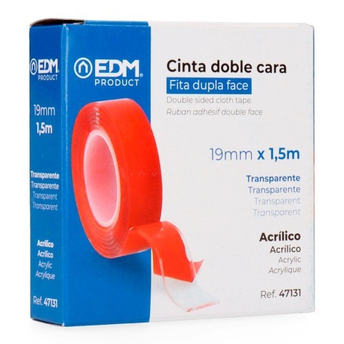 Cinta Adhesiva Doble Cara Ultra Fuerte Acrílico 19mm x 1.5m EDM