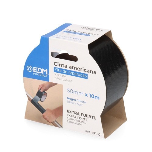 Cinta Americana Negra Adhesiva Multiuso 10m x 50mm EDM Cinta Americana Negra Adhesiva Multiuso 10m x 50mm EDM