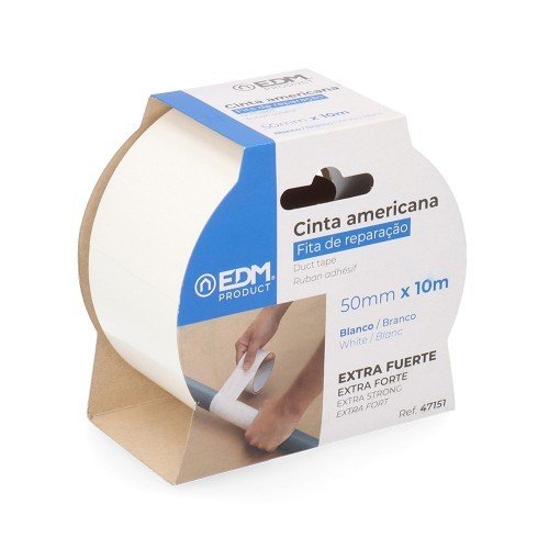 Cinta Americana Blanca Multiuso 10m x 50mm EDM Cinta Americana Blanca Multiuso 10m x 50mm EDM