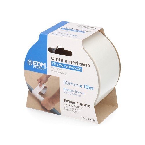 Cinta Americana Blanca Multiuso 10m x 50mm EDM Cinta Americana Blanca Multiuso 10m x 50mm EDM