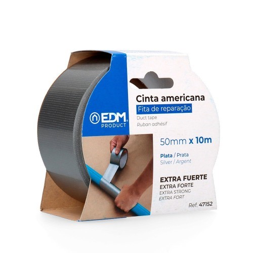 Cinta Americana Multiusos Plata Extrafuerte 10 Metros x 50mm EDM Cinta Americana Multiusos Plata Extrafuerte 10 Metros x 50mm EDM
