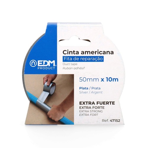 Cinta Americana Multiusos Plata Extrafuerte 10 Metros x 50mm EDM