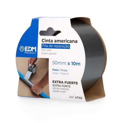 Cinta Americana Multiusos Plata Extrafuerte 10 Metros x 50mm EDM