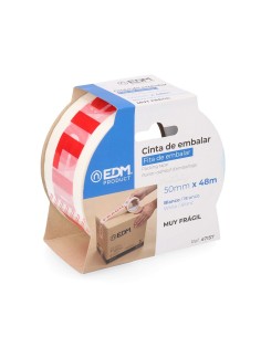 Cinta de Embalar Muy Frágil 48 Micras 50m x 50mm Blanca EDM