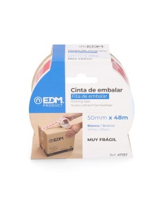 Cinta de Embalar Muy Frágil 48 Micras 50m x 50mm Blanca EDM 2