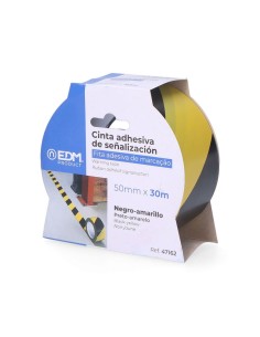 Cinta Adhesiva Señalización PVC 30 Metros x 50mm Amarillo-Negra EDM