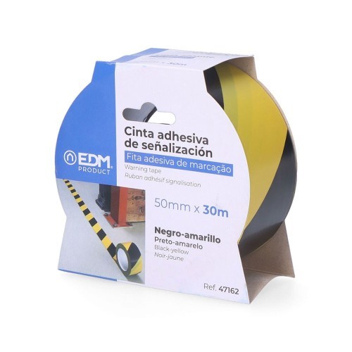 Cinta Adhesiva Señalización PVC 30 Metros x 50mm Amarillo-Negra EDM Cinta Adhesiva Señalización PVC 30 Metros x 50mm Amarillo-Negra EDM