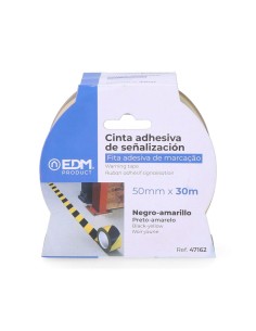 Cinta Adhesiva Señalización PVC 30 Metros x 50mm Amarillo-Negra EDM 2