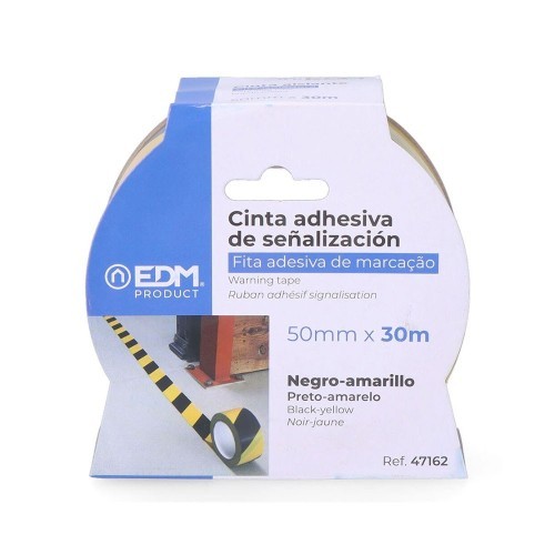 Cinta Adhesiva Señalización PVC 30 Metros x 50mm Amarillo-Negra EDM Cinta Adhesiva Señalización PVC 30 Metros x 50mm Amarillo-Negra EDM