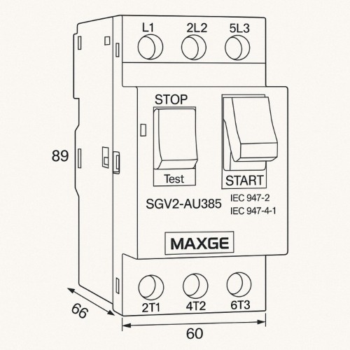 Disyuntor Guardamotor Magnetotérmico SGVND2M Rango 0,1 ~ 32A