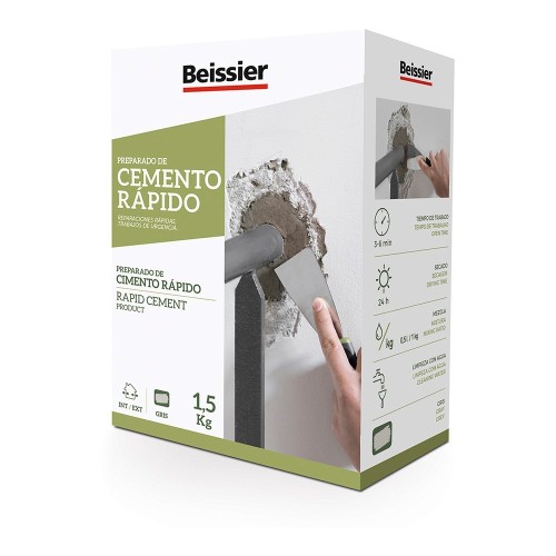 Cemento Rápido 15kg Agua Interior Exterior Gris Reparación Beissier