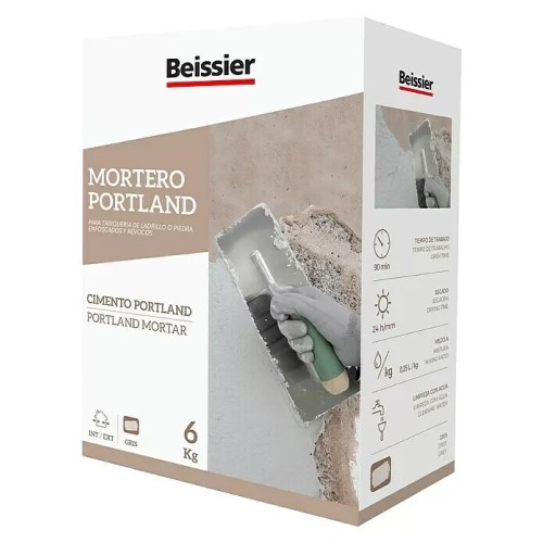Mortero Portland 6kg Gris Interior Exterior Paredes Techos Beissier